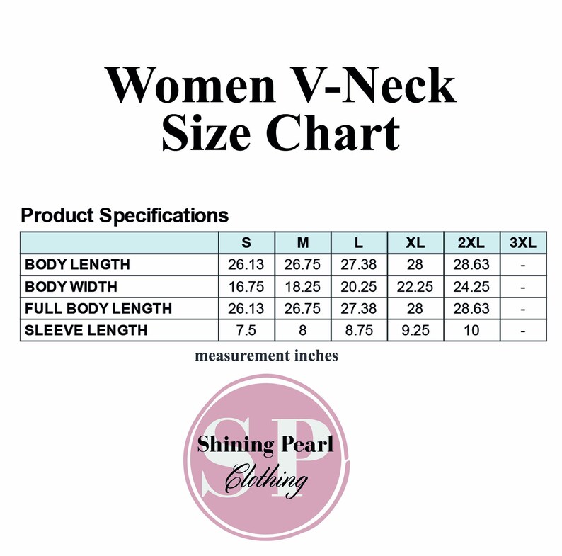 a women's v neck size chart