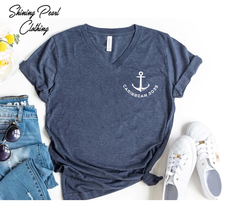 a women's v - neck shirt with an anchor on it
