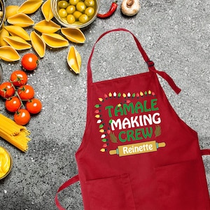 Personalized Tamale Making Crew Apron, Tamale Crew Apron, Christmas Apron, Christmas Lights Apron, Tamale Apron, Christmas Gift