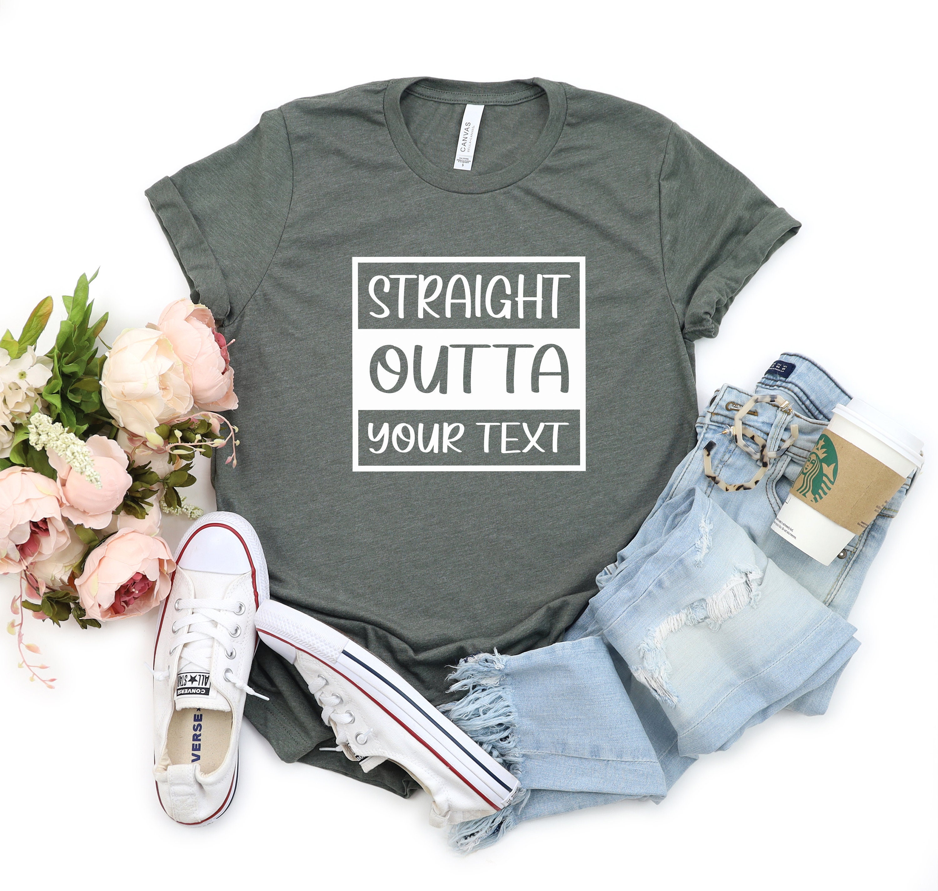 T-shirt Con Testo Personalizzato Straight Outta - T-shirt - Foto 12