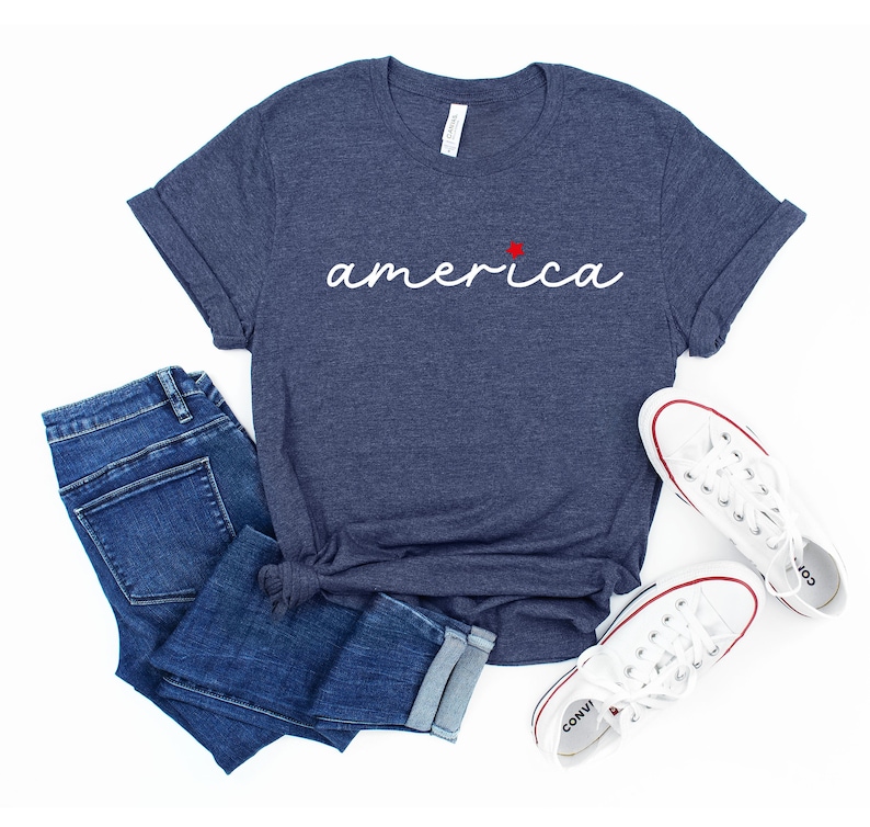 a t - shirt with the word america on it, America Shirt, Womens 4th of July Tshirt, Cute 4th of July Shirt, Patriotic Shirt