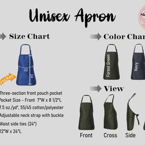 Customized Apron, Baking Apron, Baker Gift, Personalized Gift, Cute Apron For Women Men, Cute Cotton Apron, Printed Apron, Cookie Baker Gift Bild 7