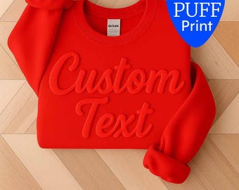 Custom Puff Sweatshirt, Custom Puff Embossed Team Name Crewneck, Custom Puff Print School Mascot Sweatshirt, Metallic Puff Print Sweater