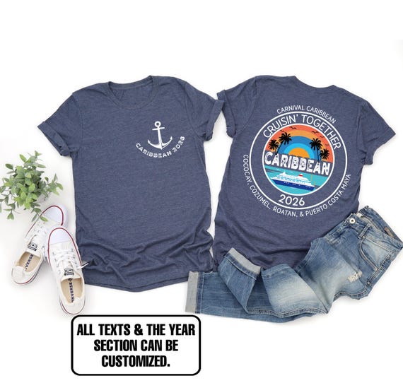 Custom Caribbean  Cruise Shirt, Caribbean Cruise TShirt, Front Back Custom Family Cruise Shirts, Family Matching Cruise Shirt, Group Cruise