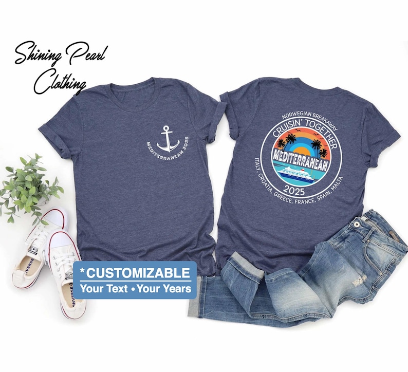 Custom Mediterranean Cruise Shirt, Mediterranean Cruise TShirt, Front Back Custom Family Cruise Shirts