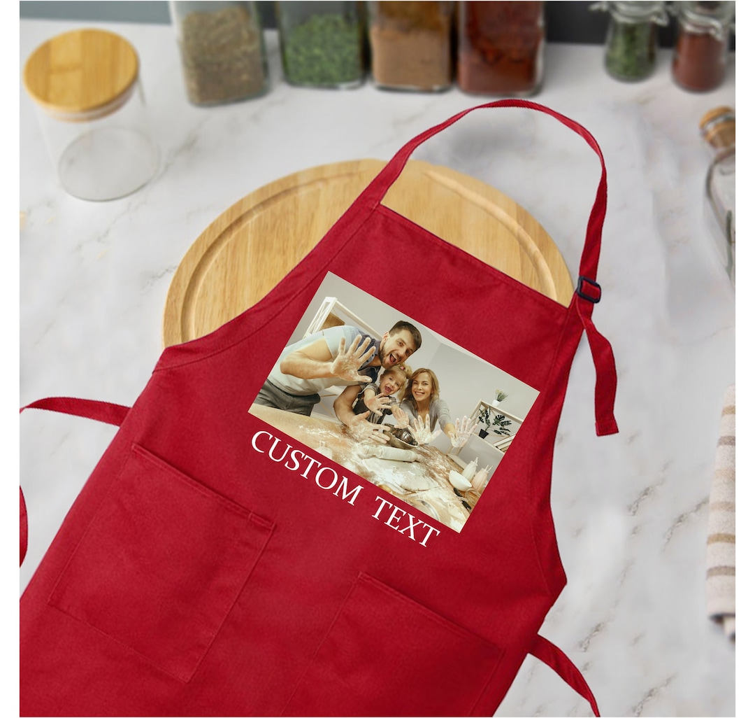 Custom Photo Apron, Picture Chef Gift Apron, Custom Text Apron, Personalized Gift Apron