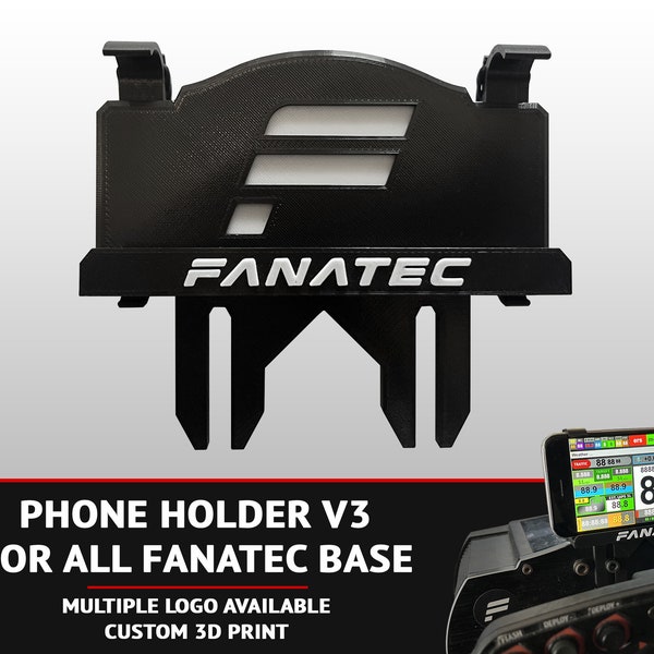 Phone Holder v3 for all Fanatec base - display your dashboard - 3D printed - CSW, CSL, GTDD, Podium - SimRacing - Phone mount.