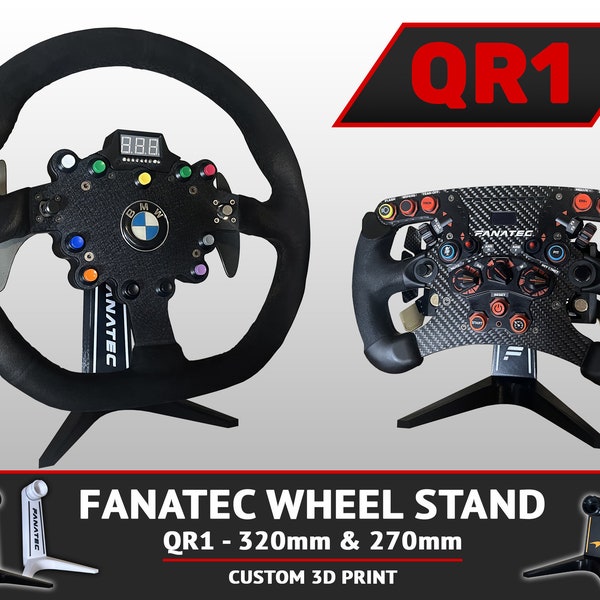 Fanatec Wheel Stand QR1 - Aangepaste 3D-print voor 320 mm cirkelwiel en 270 mm F1-stijl