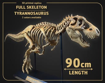 Tyrannosaurus Rex Skeleton 90cm length - 3D print replica Hand-painted - 2 colors available