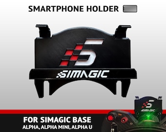 Simagic Phone Holder for Alpha, Alpha mini, Alpha U wheelbase - display your dashboard - 3D printed - SimRacing - Phone mount