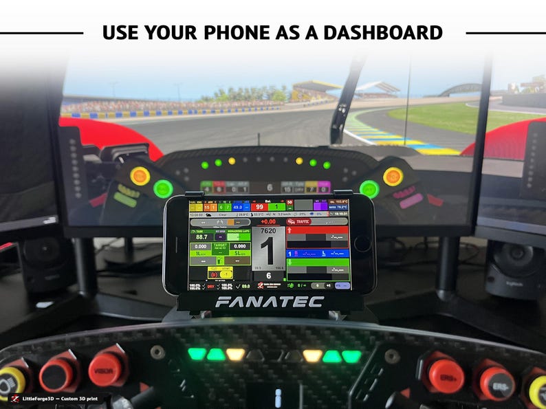 Fanatec telefoonhouder | CSL, ClubSport, Podium, DD pro | Sim Racing dashboardhouder | 3D-geprint accessoire iRacing Assetto LMU GT7 SimHub afbeelding 2