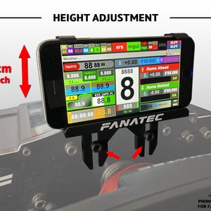 Phone Holder v3 for Fanatec base display your dashboard 3D printed CSW, CSL, GTDD, Podium SimRacing Phone mount. image 4