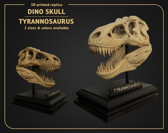 Dino Skull - Tyrannosaurus - 3D print replica Hand Painted - 22cm or 13cm height, White or Brown