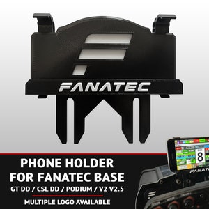Phone Holder v3 for Fanatec base - display your dashboard - 3D printed - CSW, CSL, GTDD, Podium - SimRacing - Phone mount.