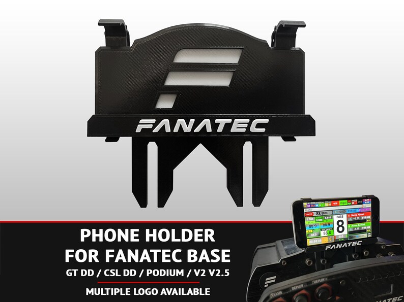 Phone Holder v3 for Fanatec base display your dashboard 3D printed CSW, CSL, GTDD, Podium SimRacing Phone mount. image 1