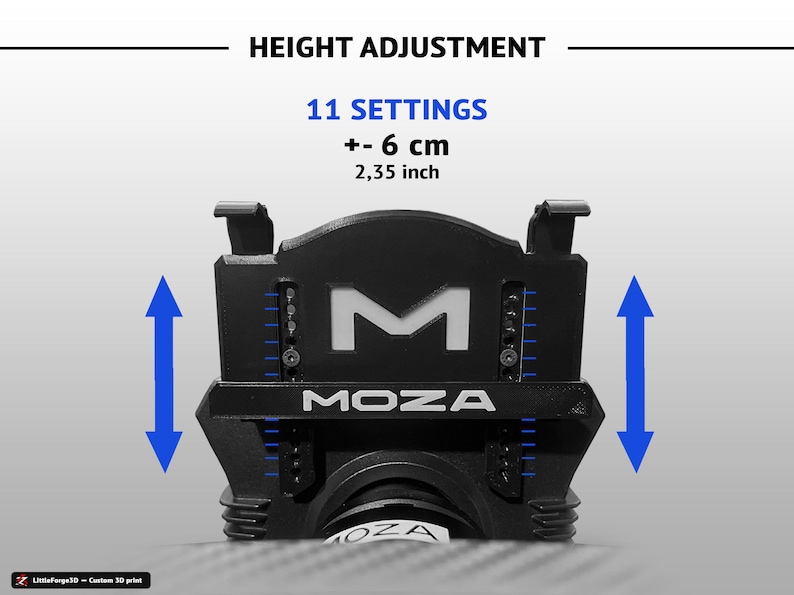 Uchwyt na telefon Moza | Rozstawy osi R3, R5, R9, R12 | Uchwyt na deskę rozdzielczą Sim Racing | Drukowany w 3D dodatek iRacing Assetto Corsa LMU GT7 SimHub zdjęcie 3