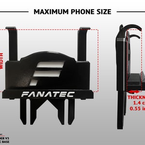 Phone Holder v3 for Fanatec base display your dashboard 3D printed CSW, CSL, GTDD, Podium SimRacing Phone mount. image 3