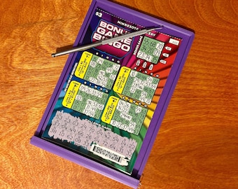 Personalized Lottery Ticket Scratch-Off Tray with Hidden Scratcher Holder, Metal Scratcher Tool Included!!
