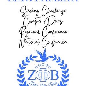 Zeta Phi Beta Savings Challenge - Chapter Dues, Regional Conference, National Conference, Savings Goals
