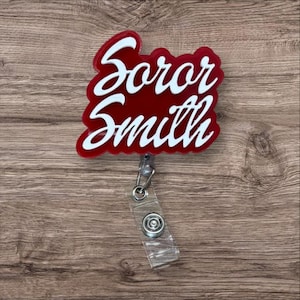 Delta Sigma Theta Sorority Soror Badge Reel - Personalized/Customized with Clear Retractable Alligator Clip