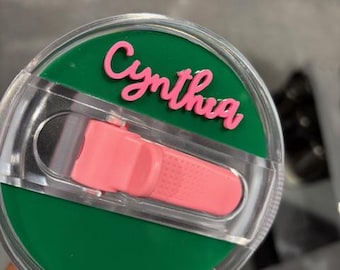 Personalized ProTour Flip Straw Tumbler Name Plate, Topper Stanley Cup Accessory