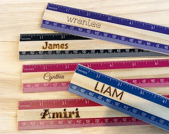 12 inch Wooden Rulers with Personalized Name Engraving
