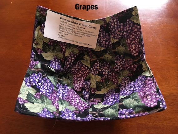 Microwave Bowl Cozy - Handmade 10 Inch, 100% Cotton Pansy Print, Pot Holder For Hot Bowls-1152070