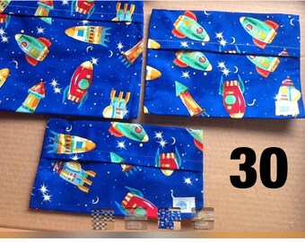 Reusable Sandwich Bag Set of three, Reusable Snack Bag, Lunch Pocket, Reusable Lunch Bag, Ecco Friendly