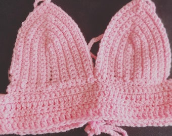 Crochet pink summer crop topSummer collection