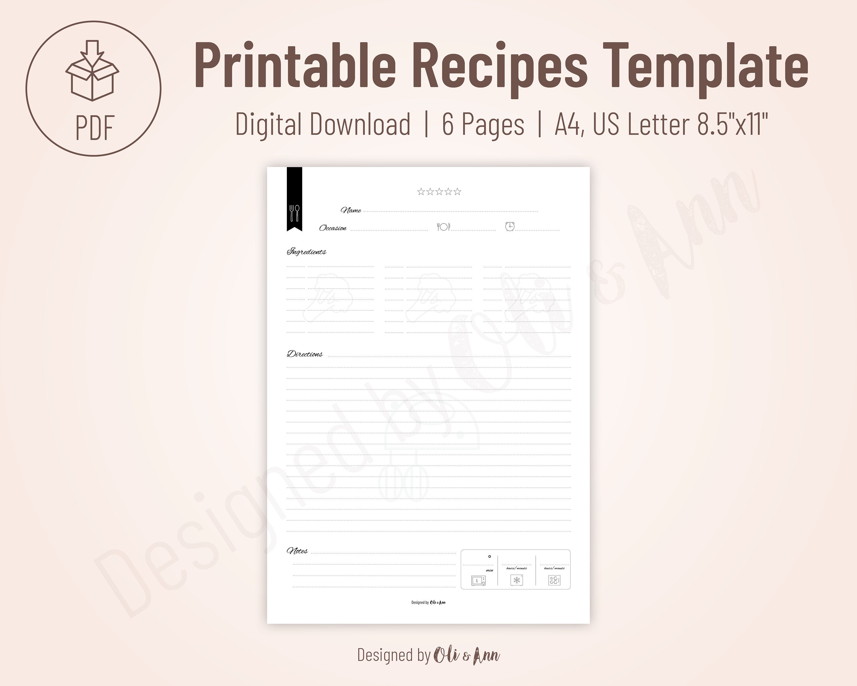 Recipe Template Blank Cookbook Page Recipe Il D5xd 