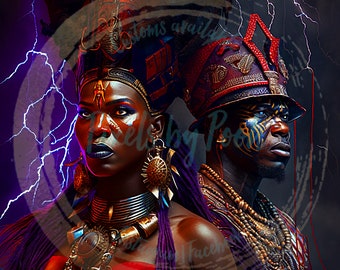 Oya and Elegba|Orisha|PNG