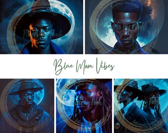 Under the Full Blue Moon|Black Man PNG|Witchy|Full Moon|