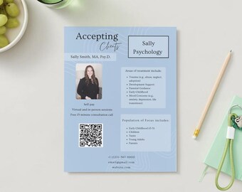 Therapy & Counseling Flyer, DIY Flyer Template Design, Mental Health Marketing Flyer, Wellness Services Flyer, Premade Psychologist Flyer 4