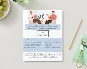 Therapy & Counseling Flyer, DIY Flyer Template Design, Mental Health Marketing Flyer, Wellness Services Flyer, Premade Psychologist Flyer 2