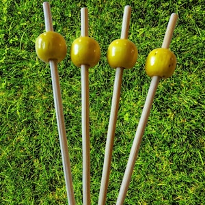 100 Yellow Picks, Beaded Bamboo Picks, Charcuterie Picks, Cocktail Picks, Multicolor Picks, Toppers