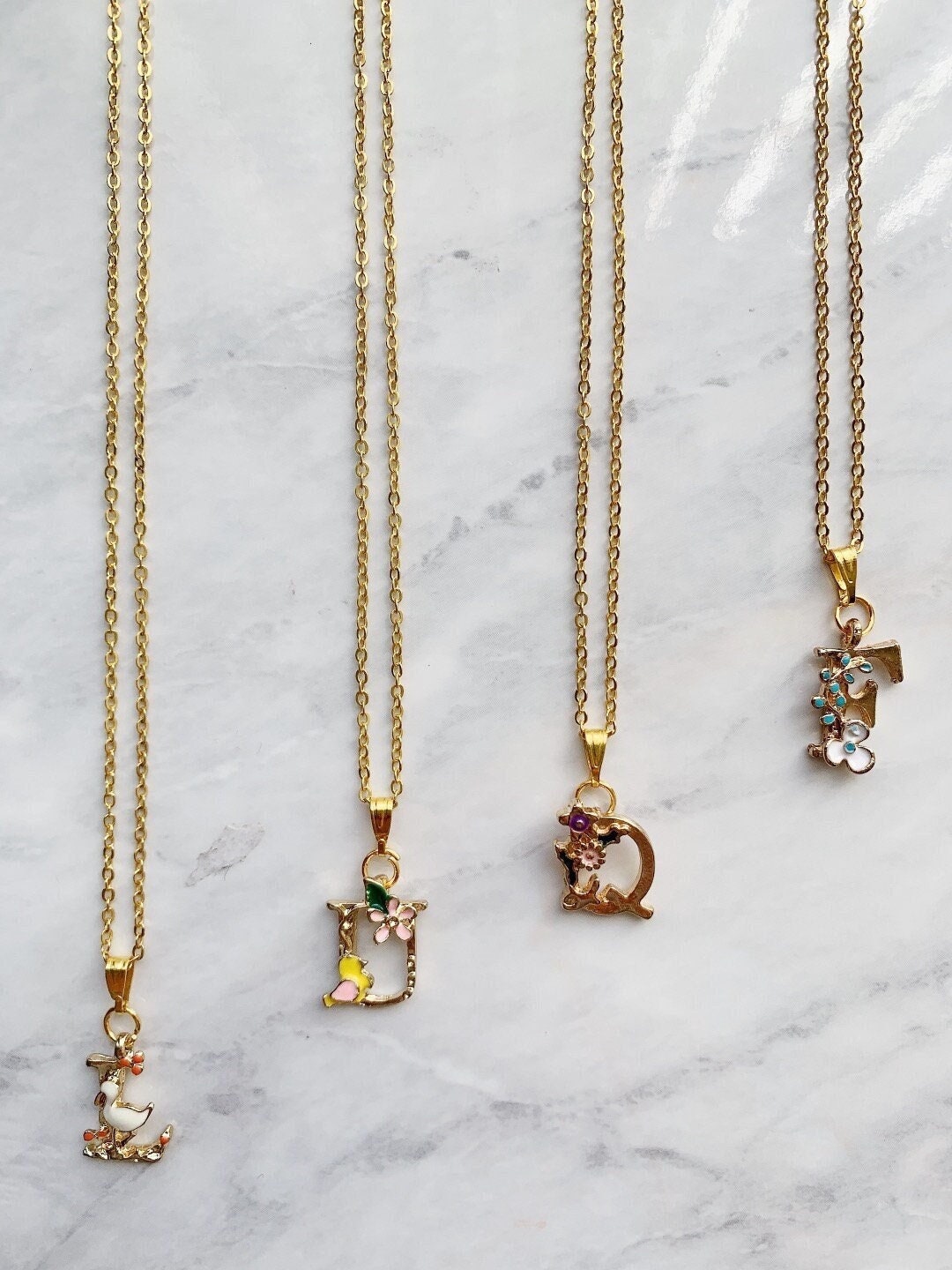 Floral letter necklace sale