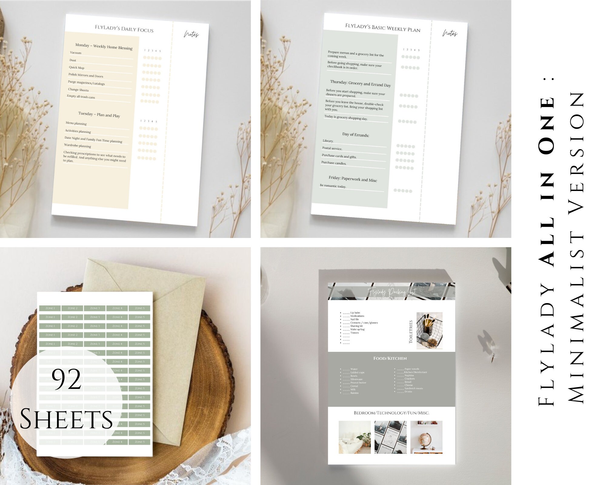 Flylady All In One Minimalist Version 92 Sheets Etsy