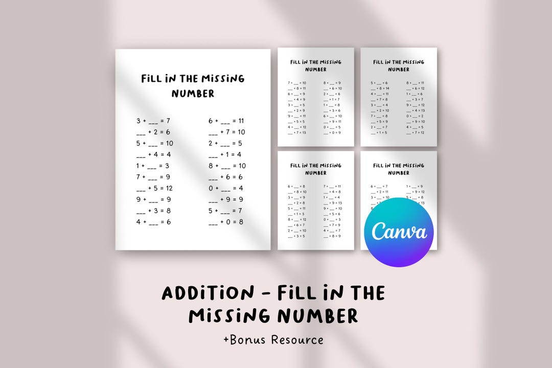 Addition Missing Number Worksheet | Kindergarten Math Printable ...