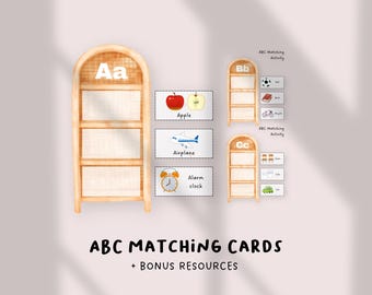 ABC Matching Cards for Kids, Printable Alphabet Matching Game, Letter Recognition Activity for Toddlers, Preschool Educational