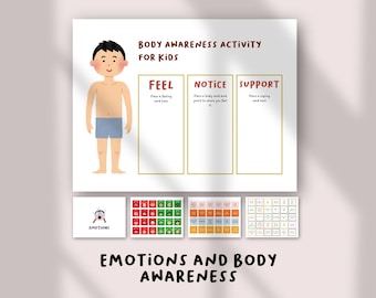 Body Awareness Activity for Kids, Emotional Regulation, Coping Skills for Kids, Body Signals, SEL Printable Worksheets, Therapy Resource