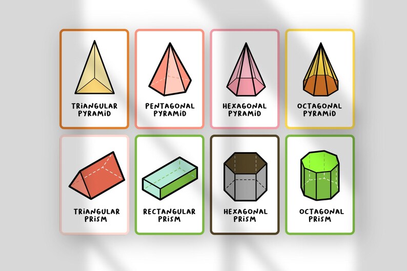 3D Shapes Flashcards | Geometry Learning Cards for Kids | Preschool ...