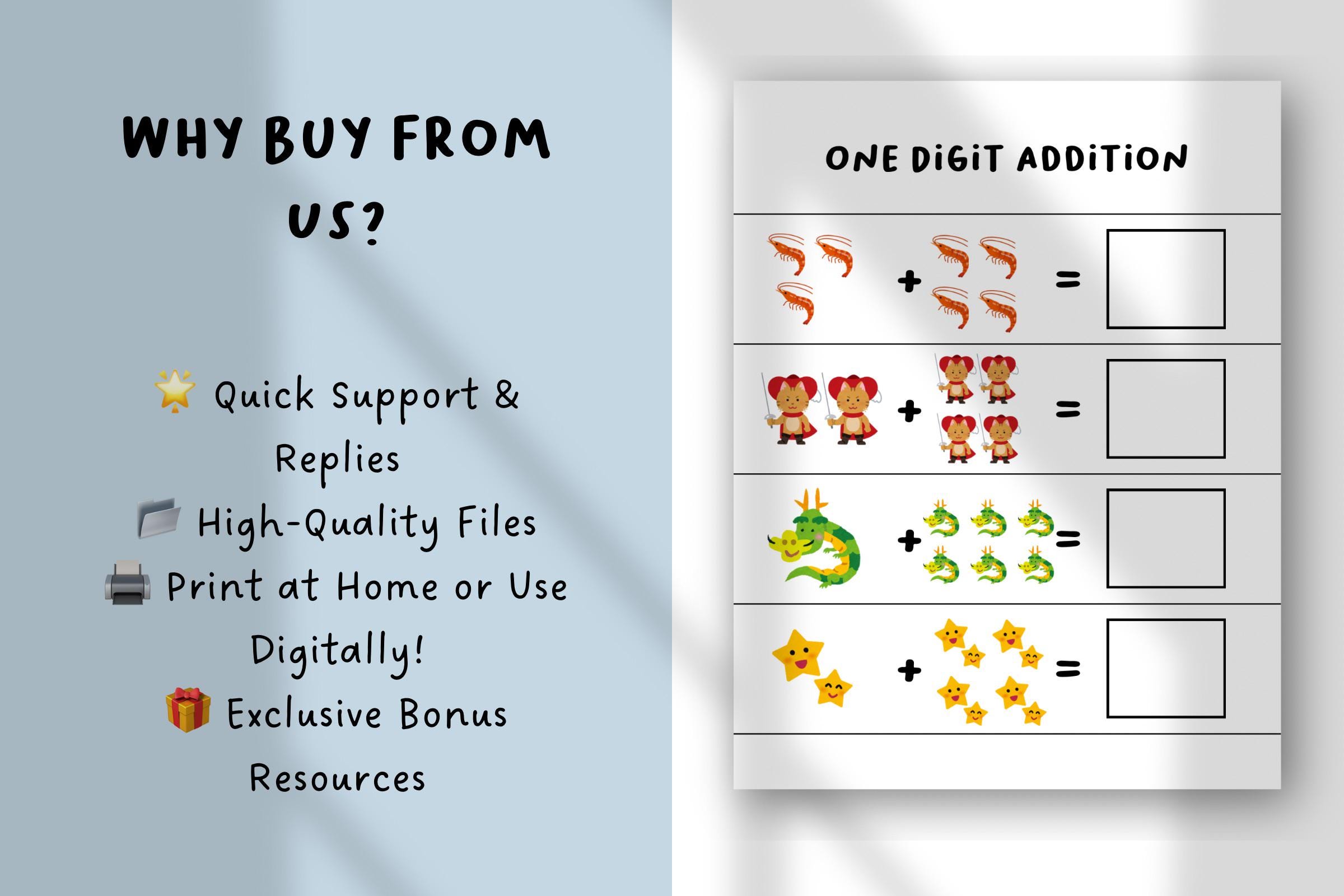Addition With Pictures Worksheet | Kindergarten Math Printable | Visual ...