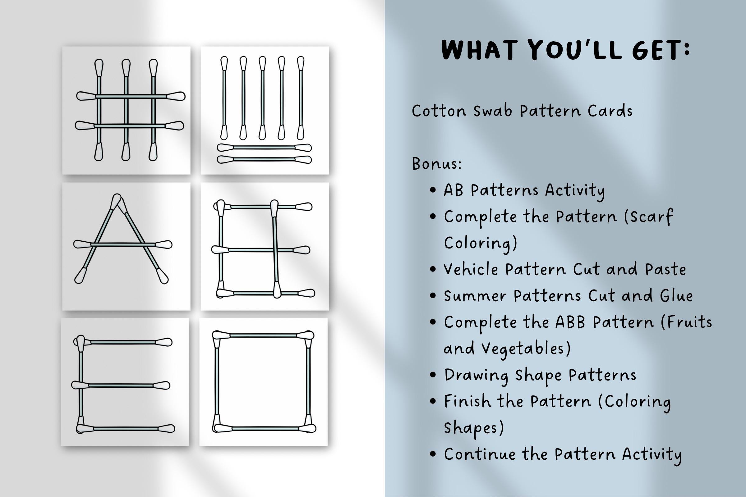 Motor Patterning Cotton Swab Pattern Cards Printable | Fine Motor, Patterning Activity ...