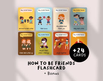 How to Be Friends Flashcards | Social Skills Printable for Kids | Friendship SEL Activity | Conflict Resolution Cards | PDF Flashcard Set
