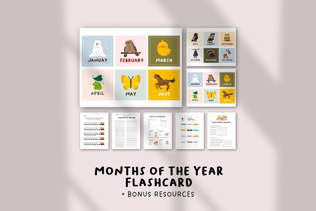 Months of the Year Flashcards | Printable Calendar Months Learning ...