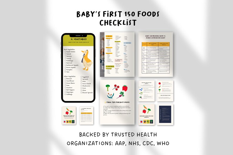 150+ Baby’s First Foods Checklist and Tracker | BLW and Purees | Food ...