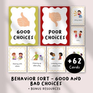 Behavior Sort Printable, Good & Bad Choices Sorting Activity, Positive Negative Behavior, SEL Classroom Rules, Preschool Kindergarten
