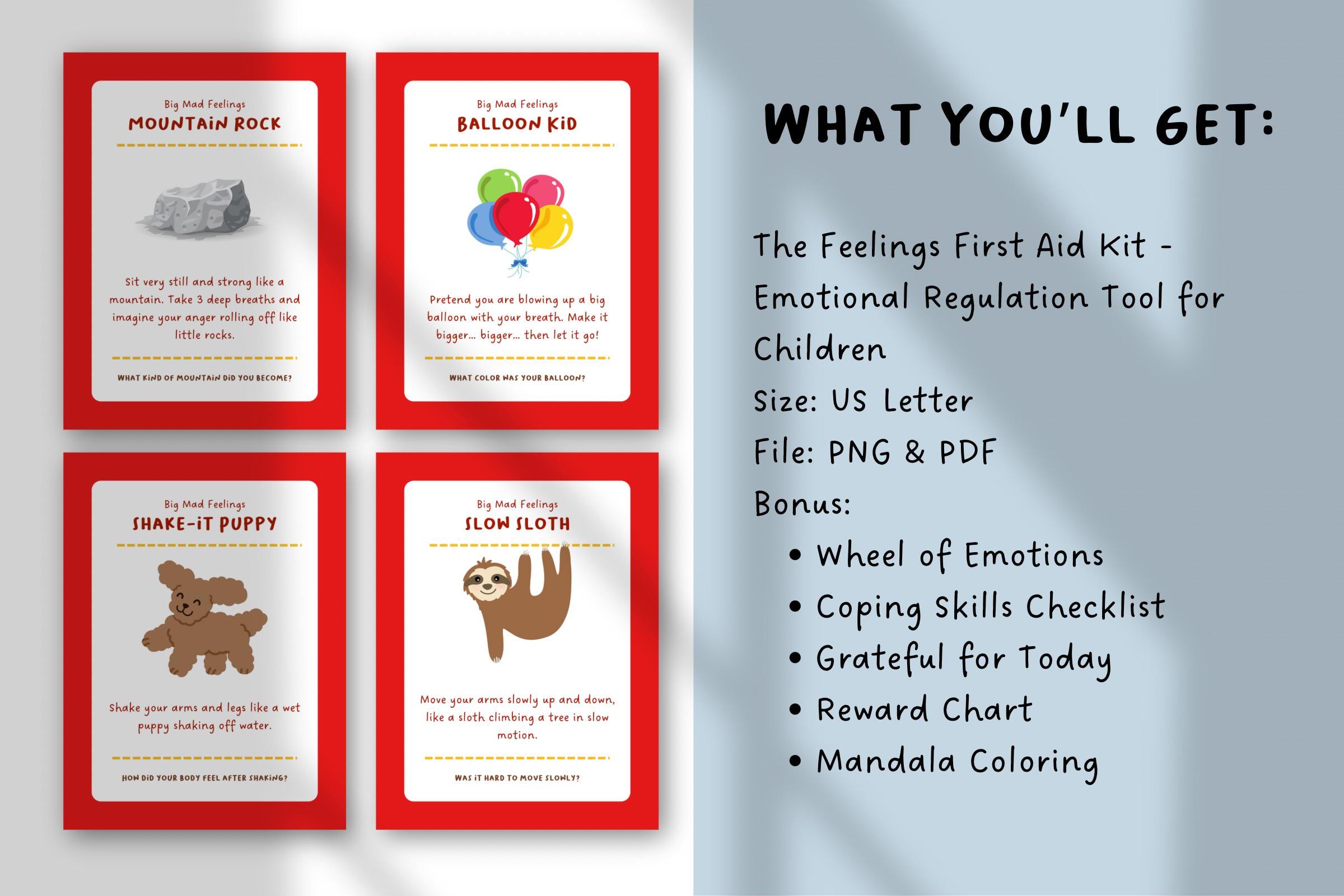 Kids Feelings Comfort Kit | Kids Feelings Cards, Emotional Regulation ...