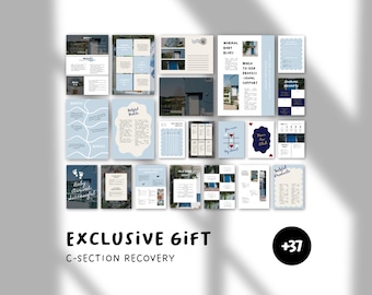 Editable C-Section Recovery Bundle | Speed Up Healing | Postpartum Care for First-Time Moms | Exclusive Gift | Aesthetic Blue