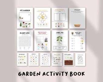 Libro de actividades de jardinería para niños, cuaderno de jardinería imprimible, actividades educativas en la naturaleza, diario de aprendizaje al aire libre, unidad de jardinería para la educación en casa.